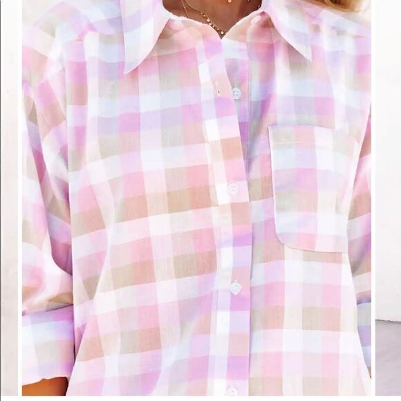 Vici Styles plaid button down shirt size small new - Picture 1 of 3